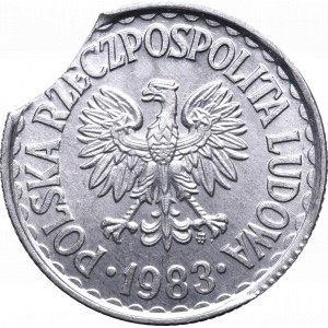 PRL, 1 zloty 1983 - destrukt końcówka blachy
