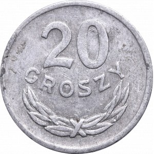 Peoples Republic of Poland, 20 groschen 1975 mint error