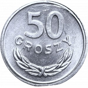 PRL, 50 groszy 1984 - destrukt końcówka blachy