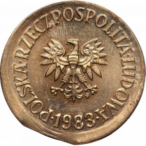 PRL, 5 zlotych 1983 - destrukt końcówka blachy