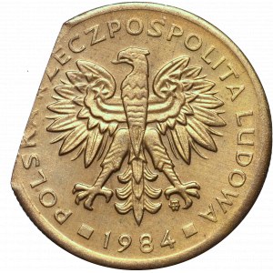 PRL, 2 złote 1984 - destrukt końcówka blachy