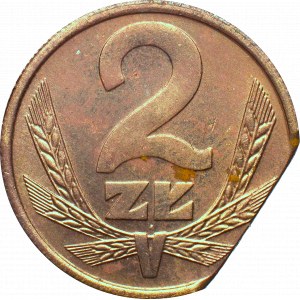 PRL, 2 złote 1986 - destrukt końcówka blachy