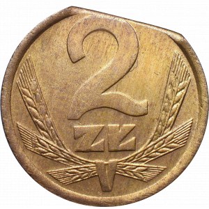 PRL, 2 złote 1985 - destrukt końcówka blachy
