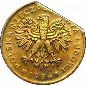 PRL, 2 złote 1984 - destrukt końcówka blachy