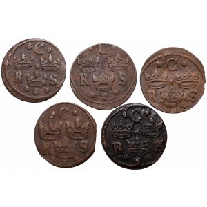 Sweden, Cristina Vasa, Lot of 1/4 ore 1634-1642