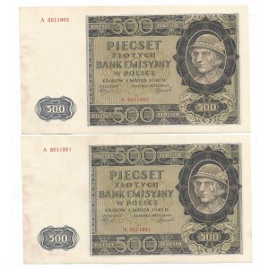 GG, Zestaw 500 złotych 1940 - kolejne numery paczki bankowej
