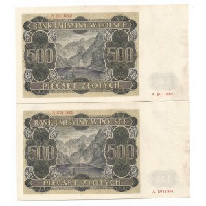 GG, Zestaw 500 złotych 1940 - kolejne numery paczki bankowej
