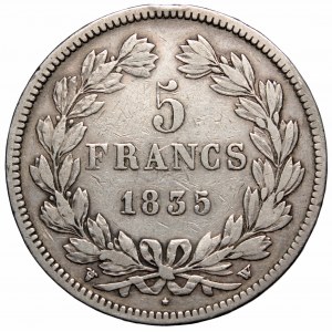 Francja, 5 franków 1835 W