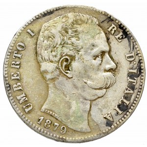 Włochy, 5 lirów 1879 Umberto I,R - Rzym