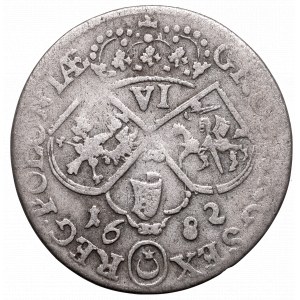 Jan III Sobieski, Szóstak 1682, Kraków - popiersie w zbroi i płaszczu