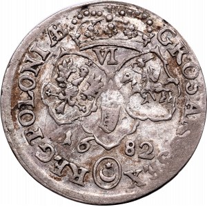 Jan III Sobieski, Szóstak 1682, Bydgoszcz - bez kokardek przy tarczach, korona z zarysowaną obręczą