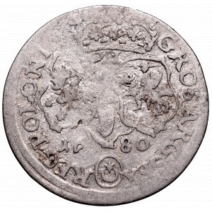 Jan III Sobieski, Szóstak 1680, Bydgoszcz - rękaw pojedynczy, data szeroko