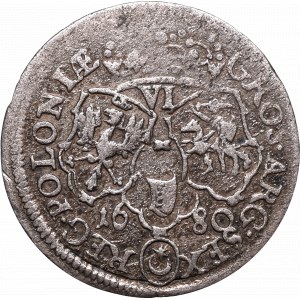 Jan III Sobieski, Szóstak 1680, Bydgoszcz - rękaw podwójny, wstążki wąsko