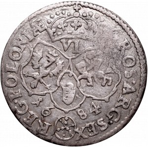 Jan III Sobieski, Szóstak 1684, Bydgoszcz - szeroka głowa/korona o 10 klejnotach na kabłąkach