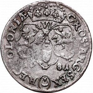 Jan III Sobieski, Szóstak 1681, Bydgoszcz - L/TLB/kropka i kokardka nad herbem Jelita