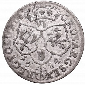 Jan III Sobieski, Szóstak 1684, Bydgoszcz - korona niska o 11 klejnotach na kabłąkach