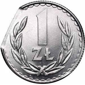 PRL, 1 złoty 1987 - destrukt końcówka blachy