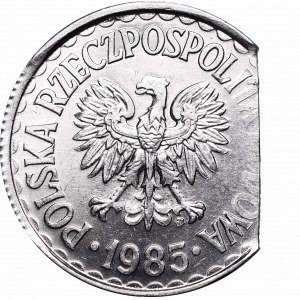 PRL, 1 złoty 1985 - destrukt końcówka blachy