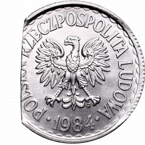 PRL, 1 złoty 1984 - destrukt końcówka blachy