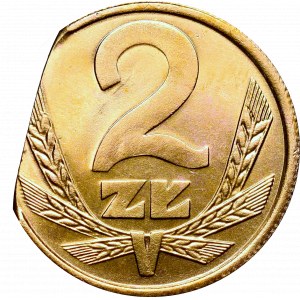 PRL, 2 złote 1987 - destrukt końcówka blachy