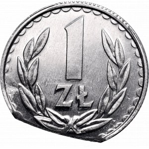PRL, 1 złoty 1986 - destrukt końcówka blachy