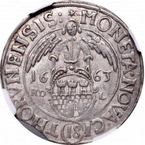 John II Casimir, 18 groschen 1663, Thorn - NGC AU58