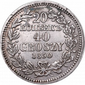 Poland under Russia, 20 kopecks=40 groschen 1850 MW