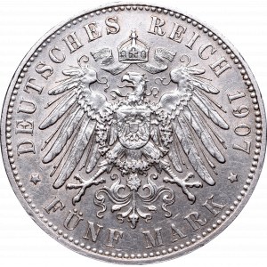 Gemany, Saxony, 5 mark 1907