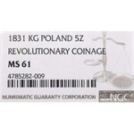 November Uprising, 5 zloty 1831 - NGC MS61