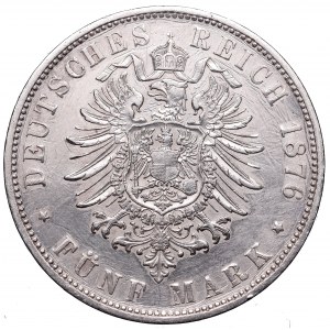 Germany, Wuertemberg, 5 mark 1876 F