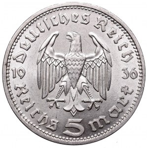 Germany, 5 mark 1936 J Hindenburg - Double die - rare !
