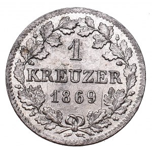 Niemcy, Bawaria, 1 krajcar 1869 - obustronny efekt ducha !
