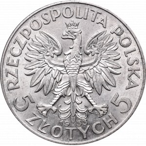 II Rzeczpospolita, 5 złotych 1933 Głowa kobiety