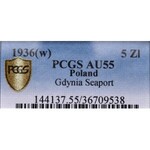 II Republic of Poland, 5 zloty 1936 Ship - PCGS AU66