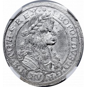 Schlesien under Habsburgs, Leopold I, 15 kreuzer 1675 SHS, Breslau - NGC MS64