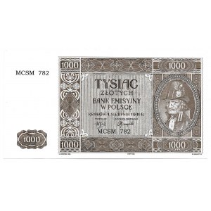 GG/III RP, 1000 złotych 1941 Krakowiak - MCSM 782, Rekonstrukcja 2004