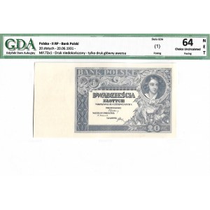 II RP, 20 złotych 1931 - nieukończony druk awersu - GDA 64NET