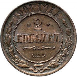 Rosja, Mikołaj II, 2 kopiejki 1901 S.P.B., Petersburg, ładne