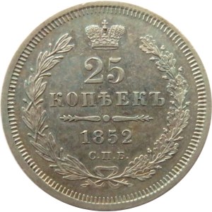 Rosja, Mikołaj I, 25 kopiejek 1852 PA, Petersburg