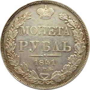 Rosja, Mikołaj I, 1 rubel 1841 HG, Petersburg, piękny!!