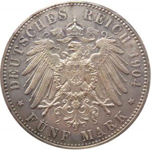 Niemcy, Hesja, 5 marek 1904, 400-lecie urodziny ks. Filipa
