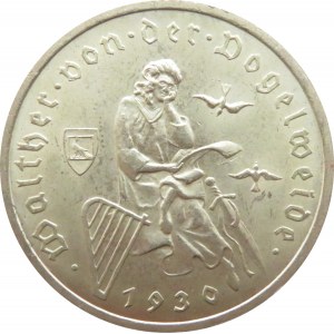 Niemcy, Republika Weimarska, 3 marki 1930 A, Berlin, Vogelweide, UNC