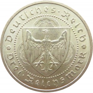 Niemcy, Republika Weimarska, 3 marki 1930 A, Berlin, Vogelweide, UNC