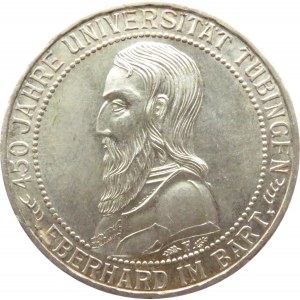 Niemcy, Republika Weimarska, 3 marki 1927, 450 lat Uniwersytetu w Tubingen, Stuttgart, UNC