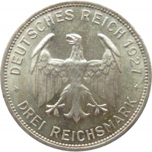 Niemcy, Republika Weimarska, 3 marki 1927, 450 lat Uniwersytetu w Tubingen, Stuttgart, UNC