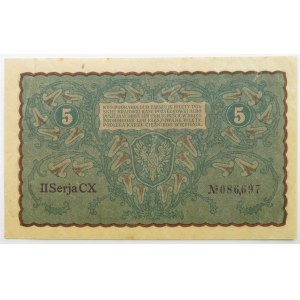 Polska, II RP, 5 marek 1919, II seria CX
