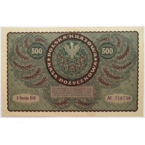 Polska, II RP, 500 marek 1919, I seria BZ, UNC-