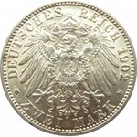 Niemcy, Badenia, Fryderyk, 2 marki 1902, 50-lecie panowania, UNC-