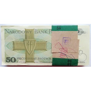 Polska, PRL, paczka bankowa 50 złotych 1988, seria HF