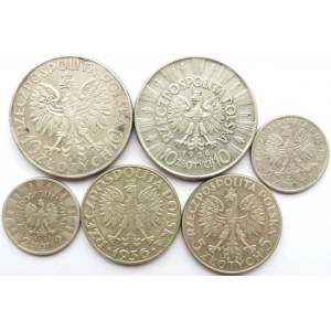 Polska, II RP, lot 6 monet, srebro